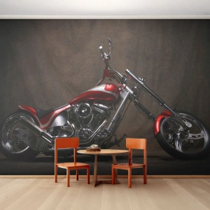 Papel de Parede Autocolante Deluxe Sticker - Beleza vermelho-prata - Moto, Helicóptero, Automotivo - 100x70 cm