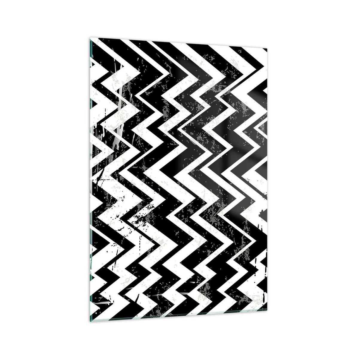 Quadro em vidro - Zig-branco, zag-preto - 50x70 cm