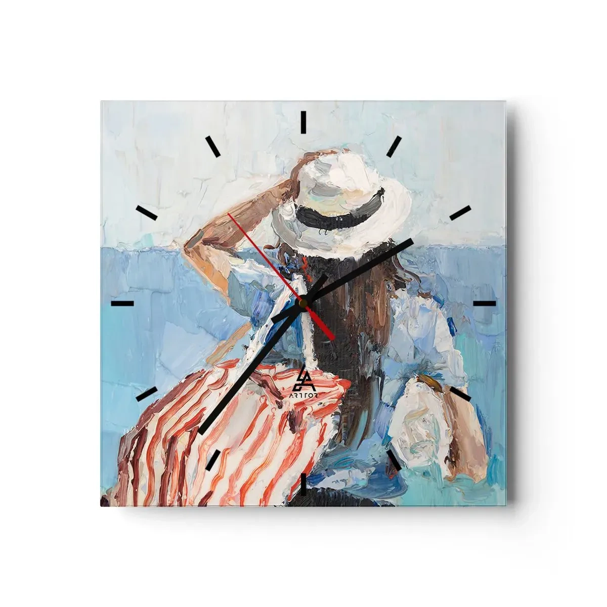 Relógio de parede - Relógio em vidro - Bem-vindo às suas férias - 40x40 cm