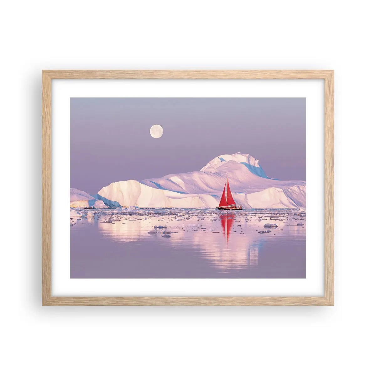 Pôster com moldura de carvalho claro - O calor da vela, a frieza do gelo - 50x40 cm