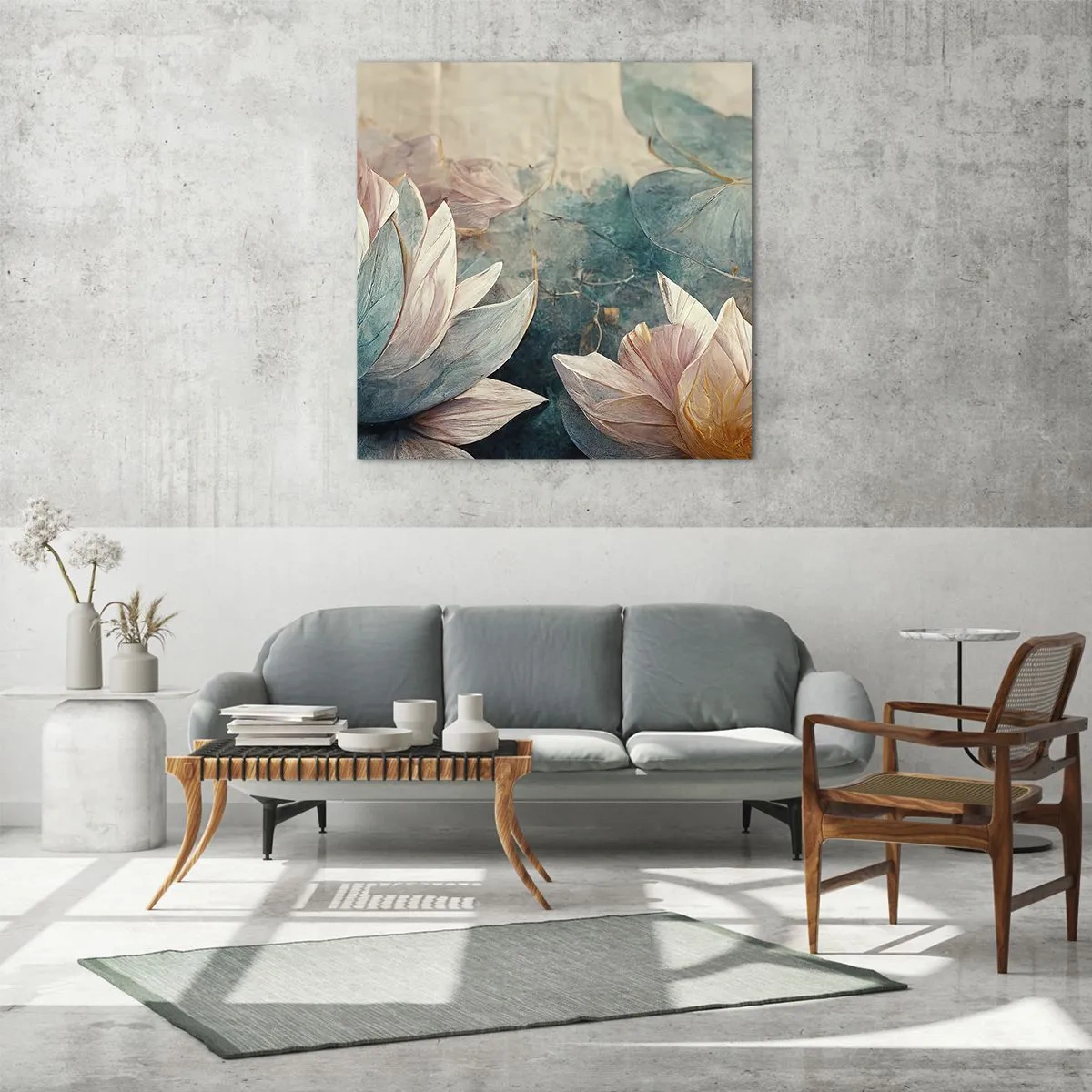 Quadro em vidro - Estrelas do lago - 60x60 cm