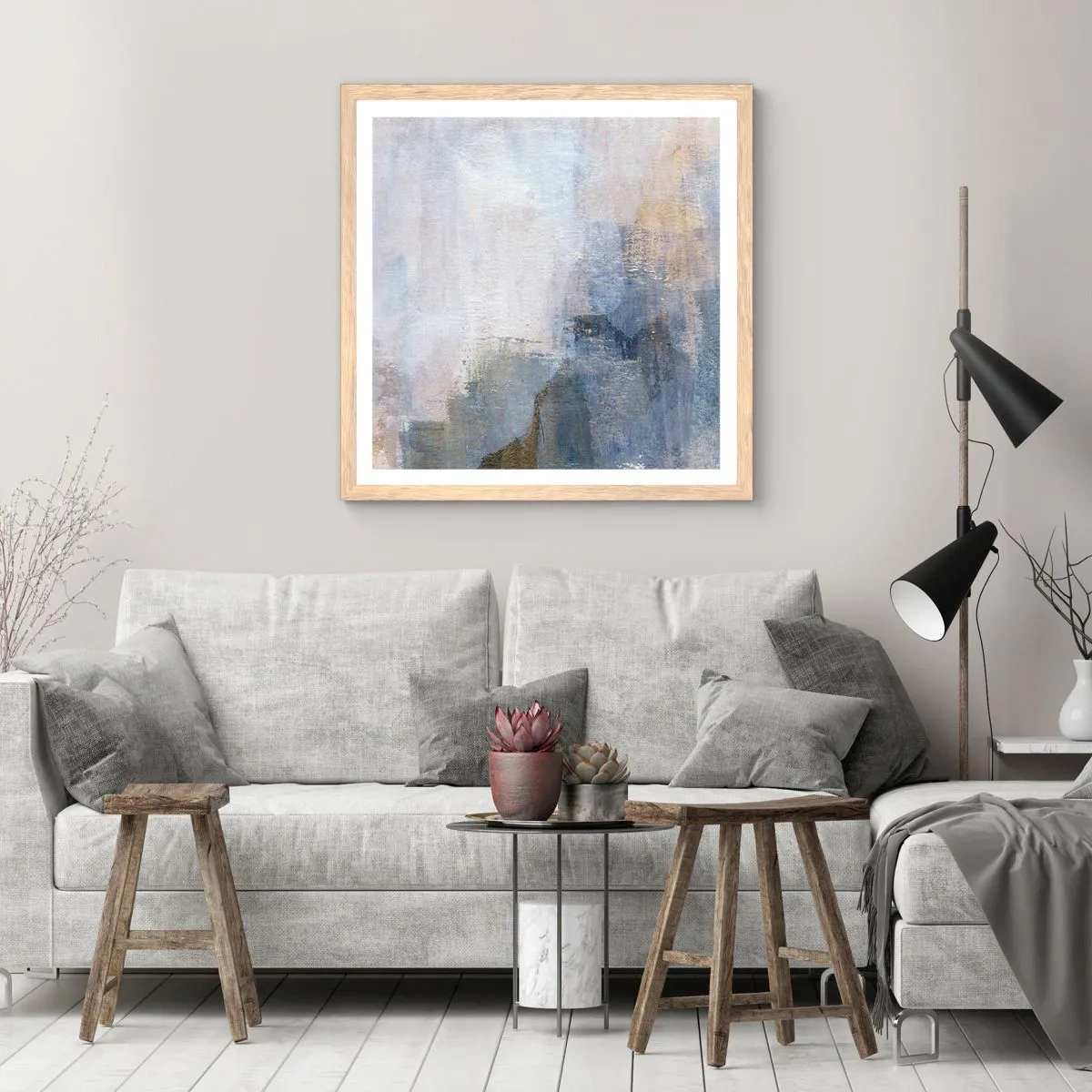 Pôster com moldura de carvalho claro - Tons e acordes das cores - 50x50 cm