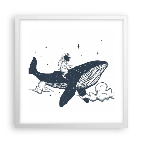 Pôster em moldura branca - Aventura espacial - 40x40 cm