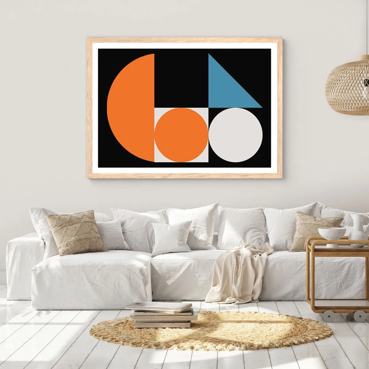 Pôster com moldura de carvalho claro - Disposição das figuras - 91x61 cm