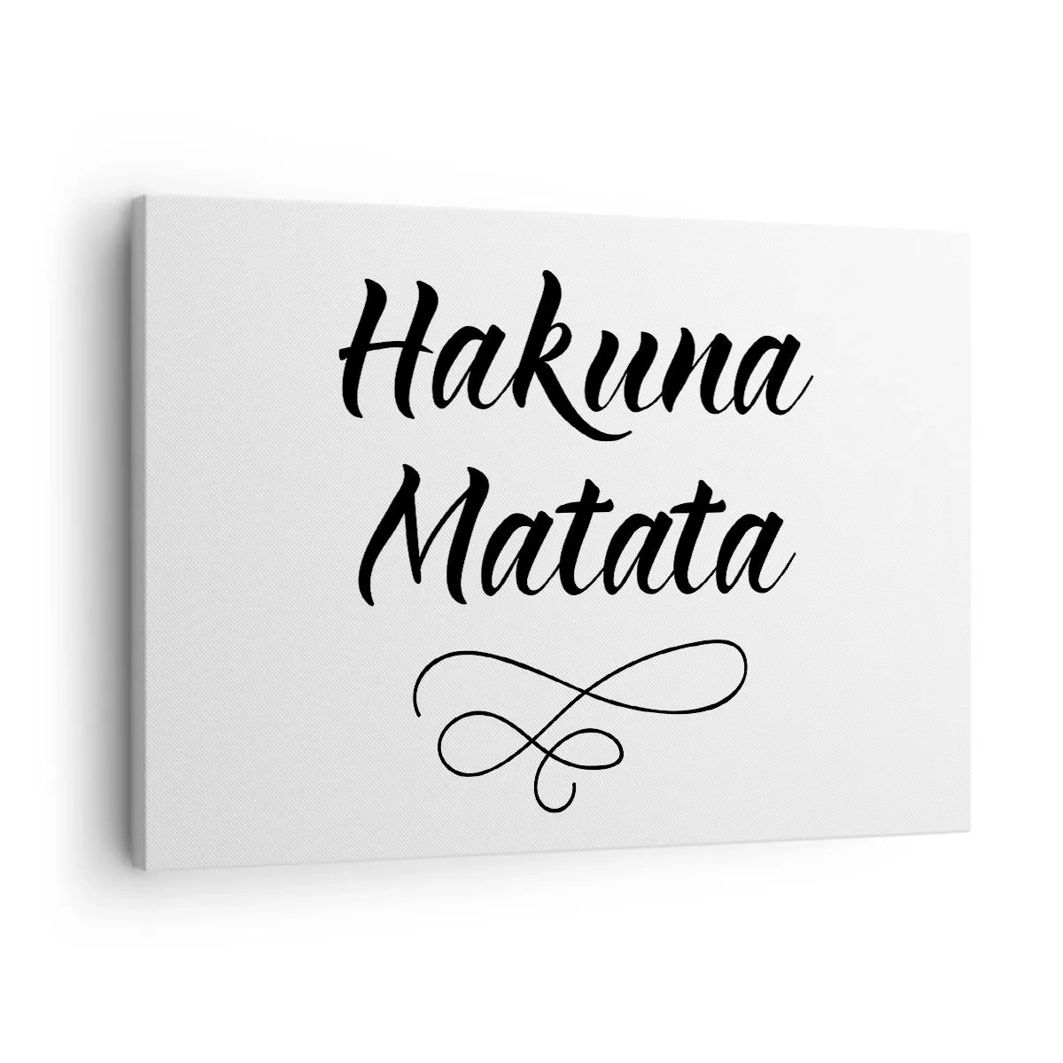Quadro em tela - Citação de Hakuna Matata em fonte elegante sobre fundo branco - 70x50cm - O melhor conselho - Decoração de parede moderna para a sala de estar e quarto ARTTOR
