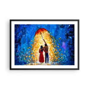 Pôster com moldura preta - A magia de uma noite chuvosa? - 70x50 cm