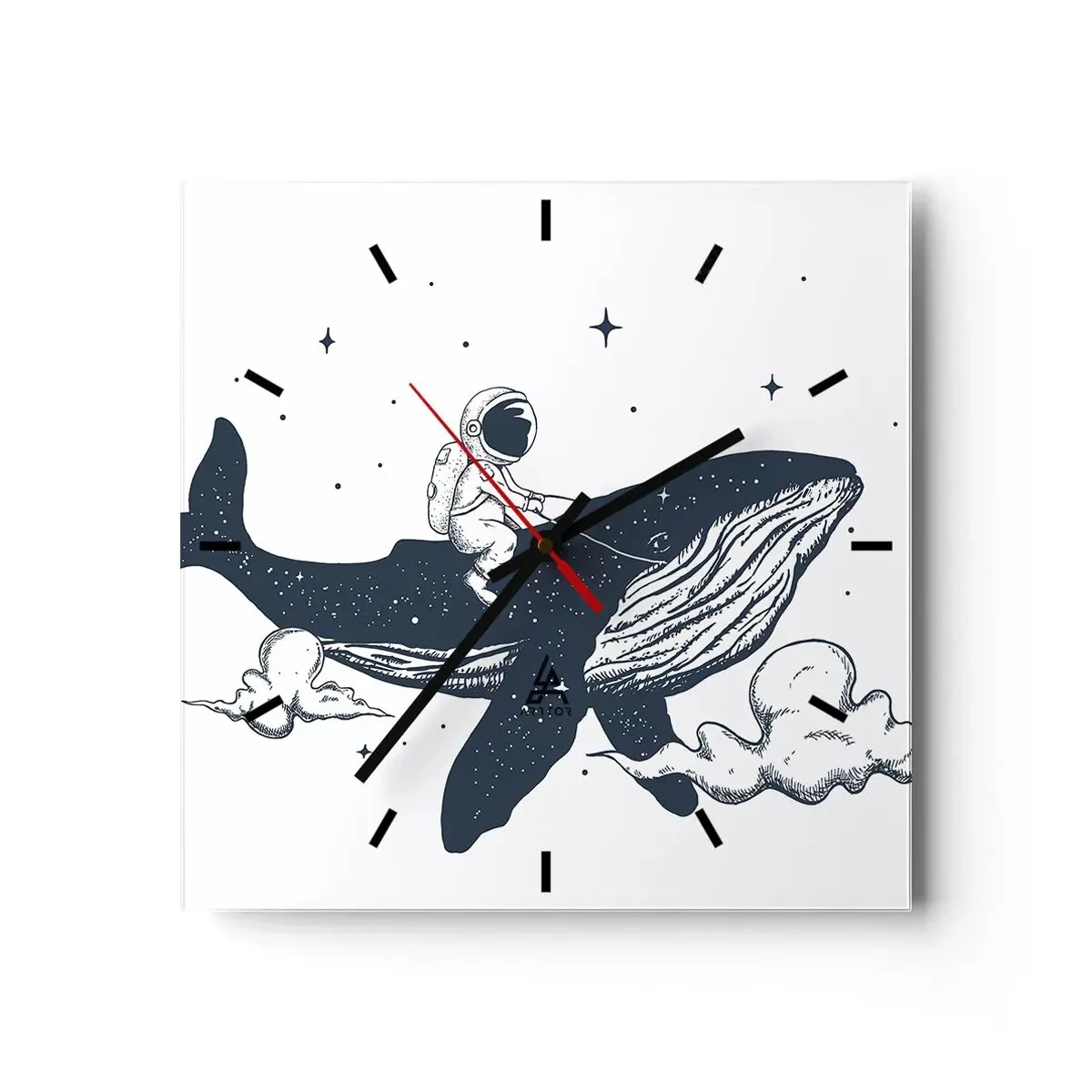 Relógio de parede - Relógio em vidro - Aventura espacial - 30x30 cm