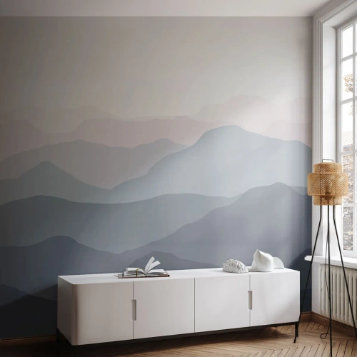 Papel de Parede Premium Canvas - Ondas de montanha - Abstração, Gráficos, Montanhas - 100x70 cm