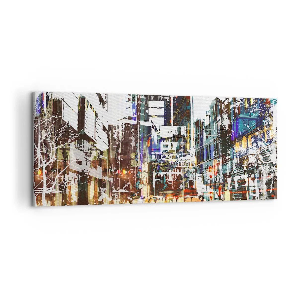 Quadro em tela - Cidade cintilante - 120x50 cm