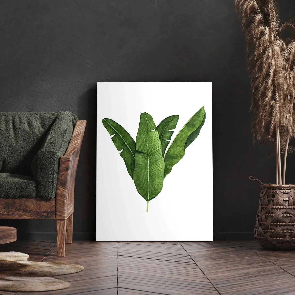 Quadro em tela - Simetria verde - 65x120 cm