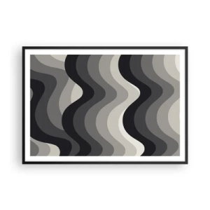 Pôster com moldura preta - Onda após onda - 100x70 cm