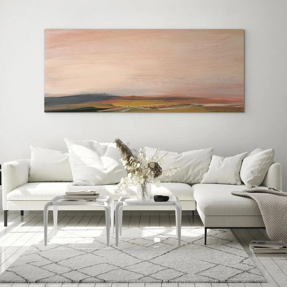 Quadro em vidro - Em tons rosa - 160x50 cm