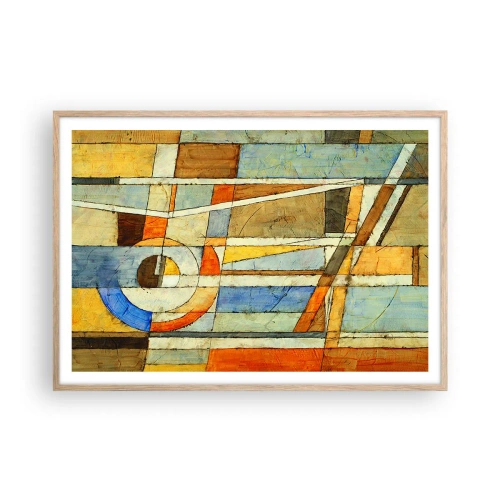Pôster com moldura de carvalho claro - Cubismo em construção - 100x70 cm