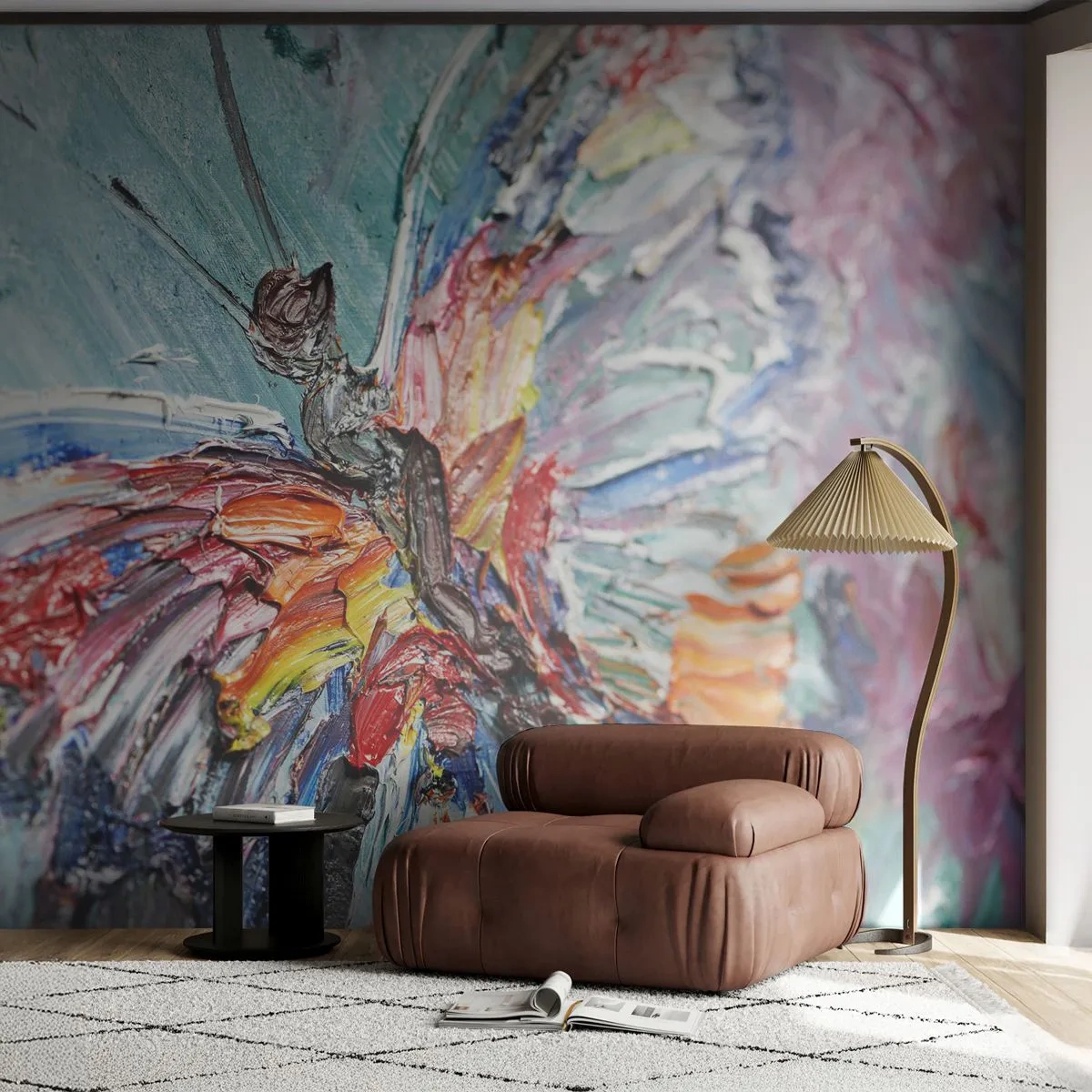 Papel de Parede Premium Canvas - Pintado pela natureza - Abstração, Borboleta, Pedaço - 400x280 cm