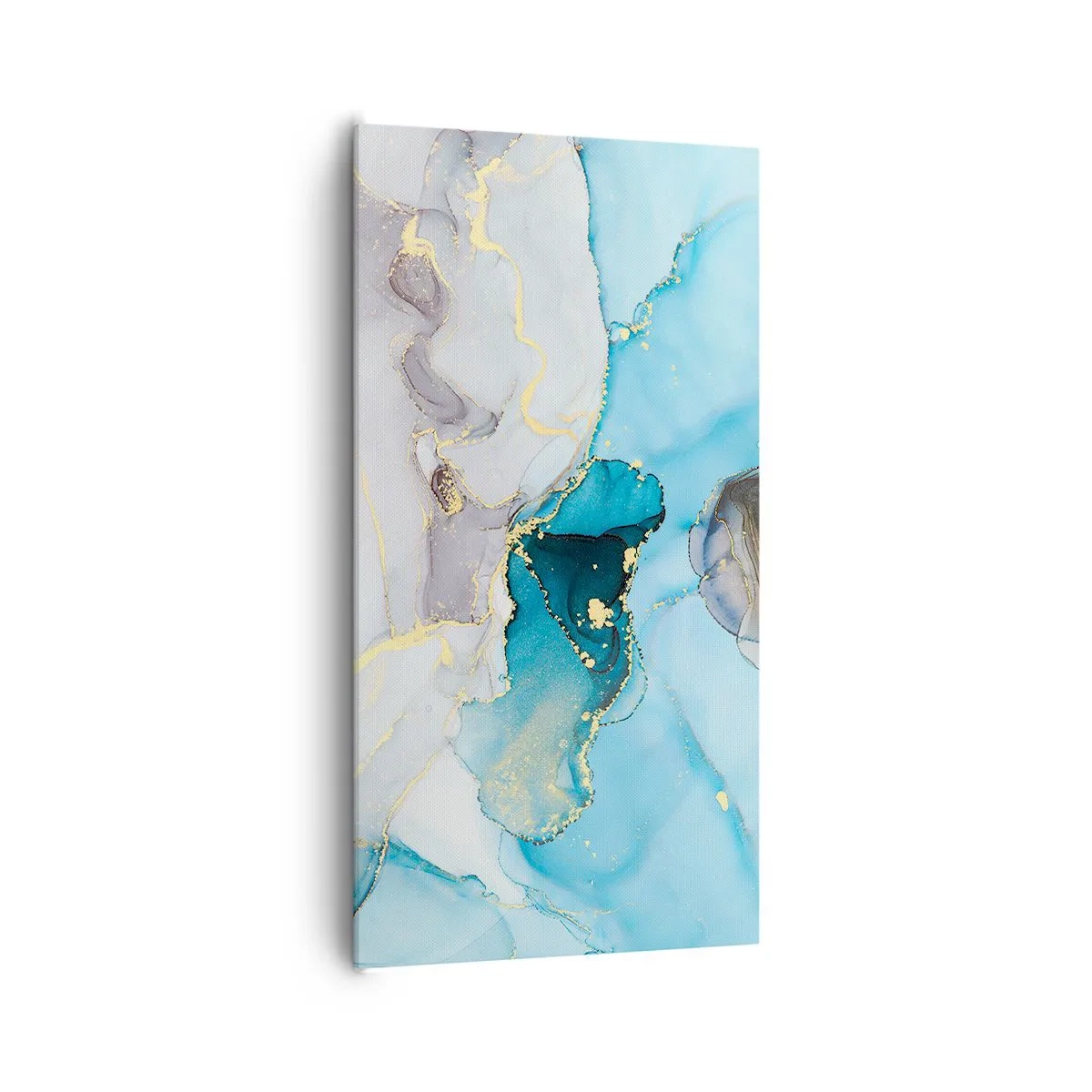 Quadro em tela - Estudo do encontro do cinza e turquesa - 65x120 cm