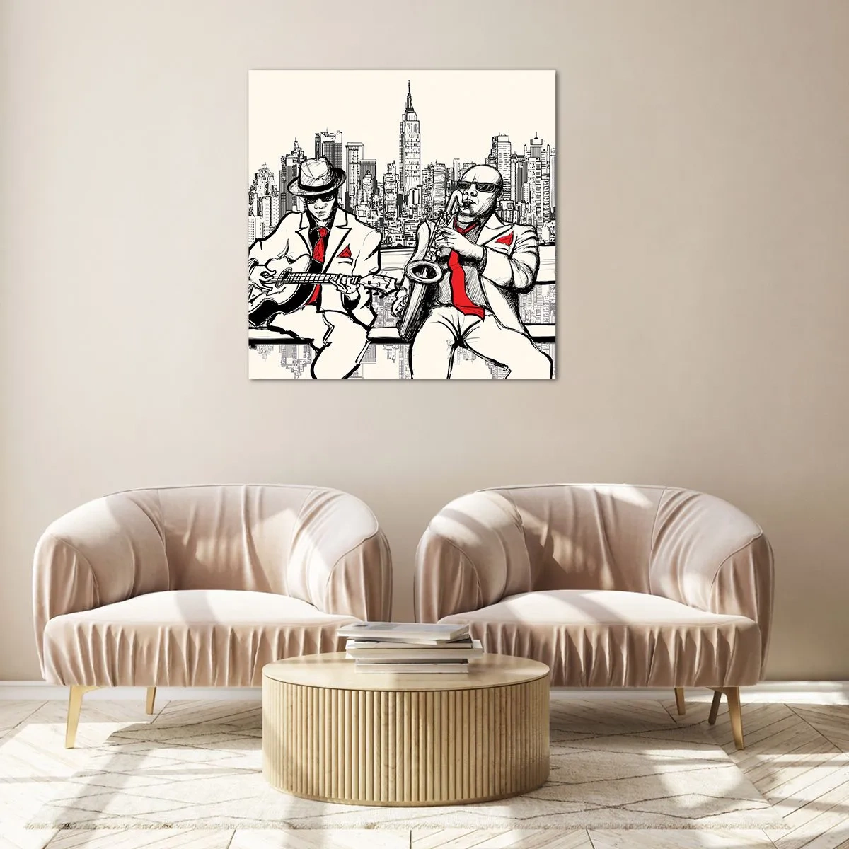 Quadro em vidro - Improvisação nova-iorquina - 50x50 cm