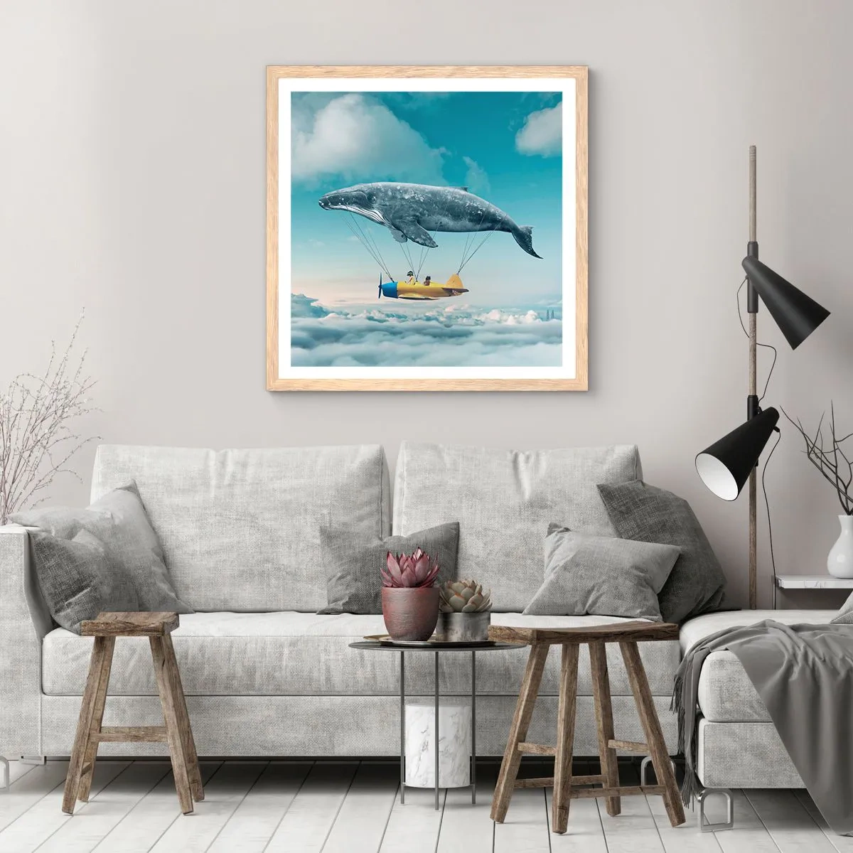 Pôster com moldura de carvalho claro - Por que não? - 50x50 cm