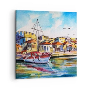 Quadro em tela - Tarde de arco-íris - 60x60 cm