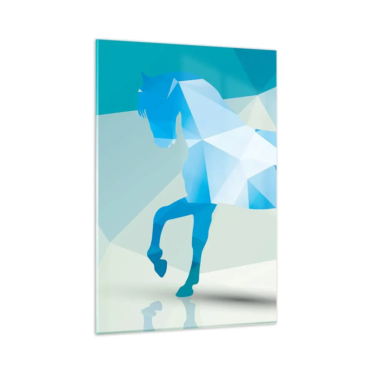 Quadro em vidro - Cavalo geométrico em turquesa - 80x120 cm