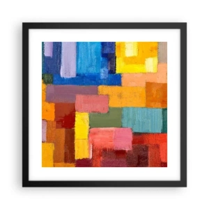 Pôster com moldura preta - Cada um diferente, todos coloridos - 40x40 cm