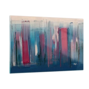 Quadro em vidro - Composição vertical em azul e vermelho - 120x80 cm