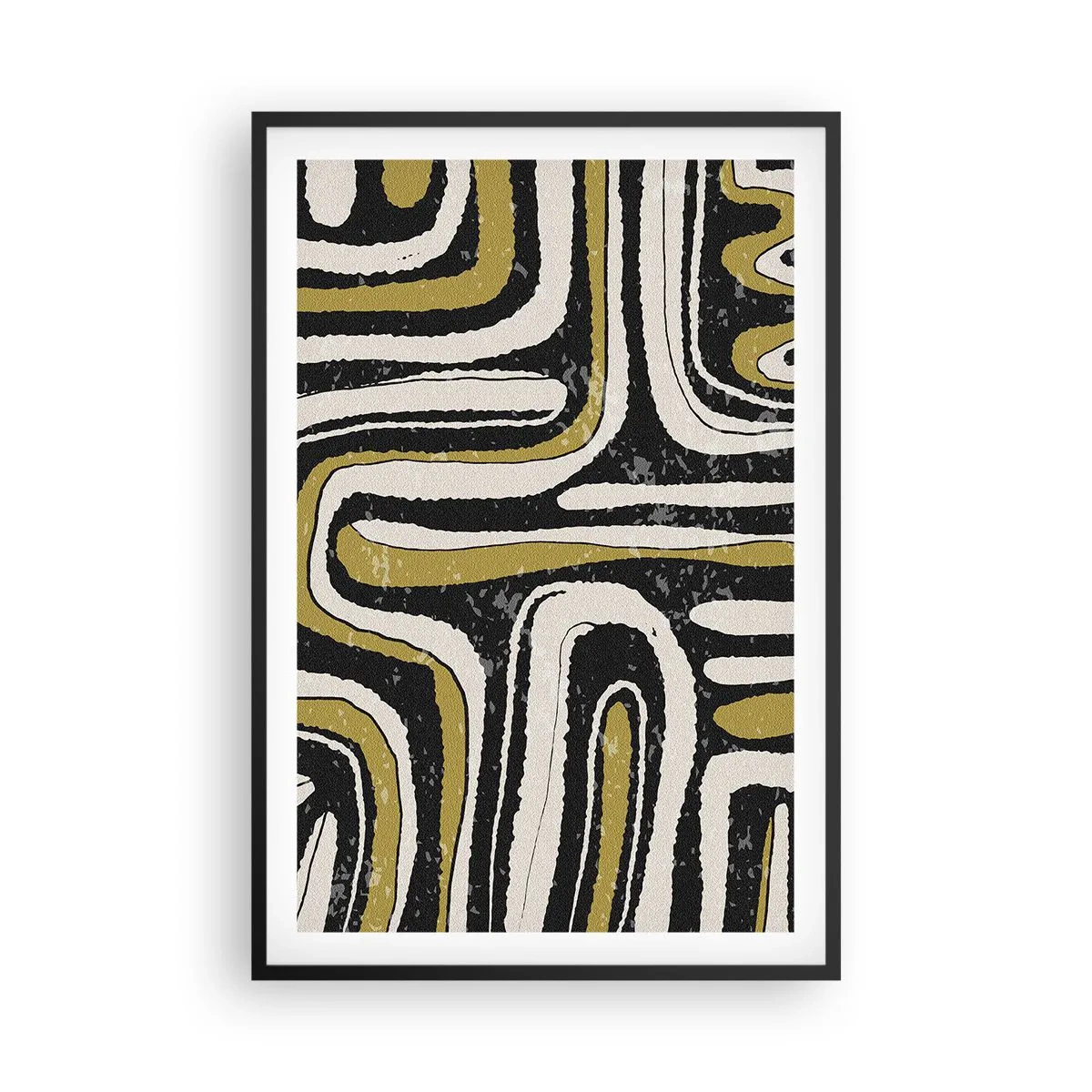 Pôster com moldura preta - Composição: estradas e becos - 61x91 cm