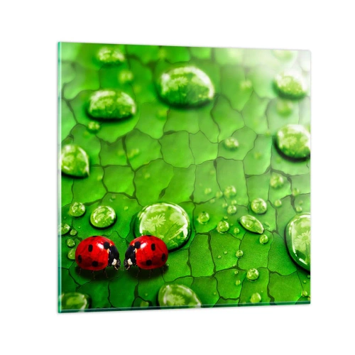 Quadro em vidro - Reunião em verde - 70x70 cm