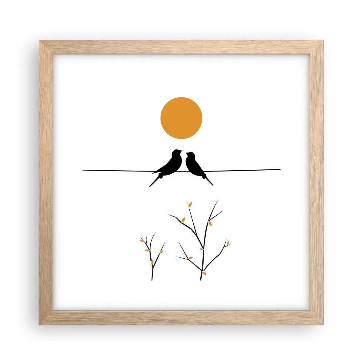 Pôster com moldura de carvalho claro - A noite dos rouxinóis - 30x30 cm