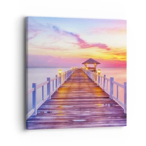 Quadro em tela - O silêncio lilás-dourado da noite - 40x40 cm