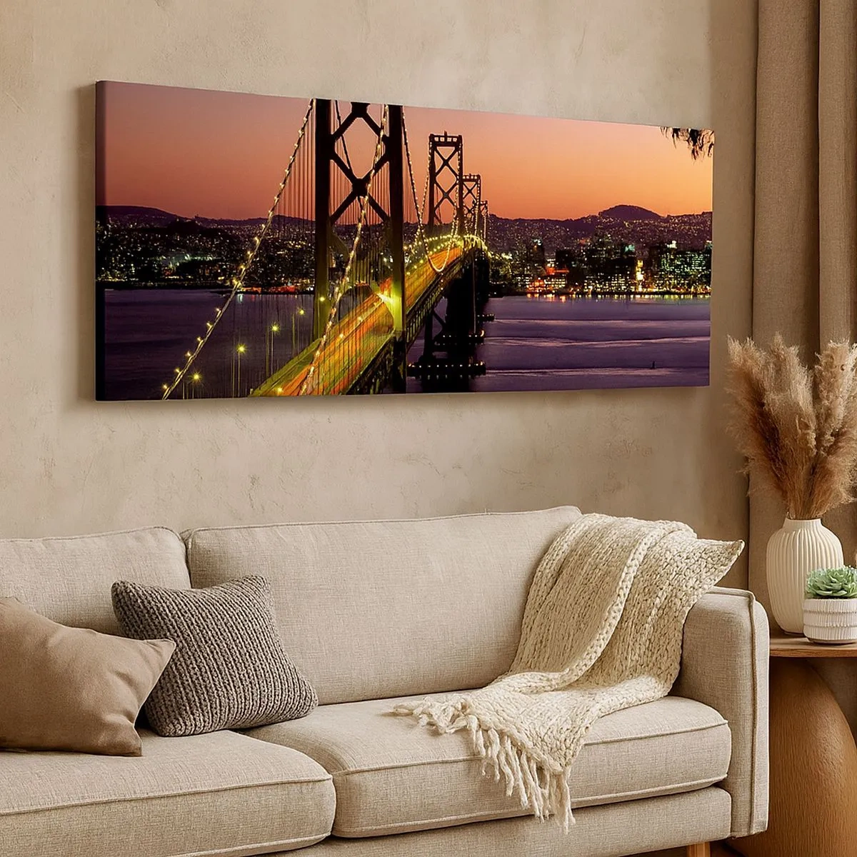 Quadro em tela - Noite em roxo - 100x40 cm
