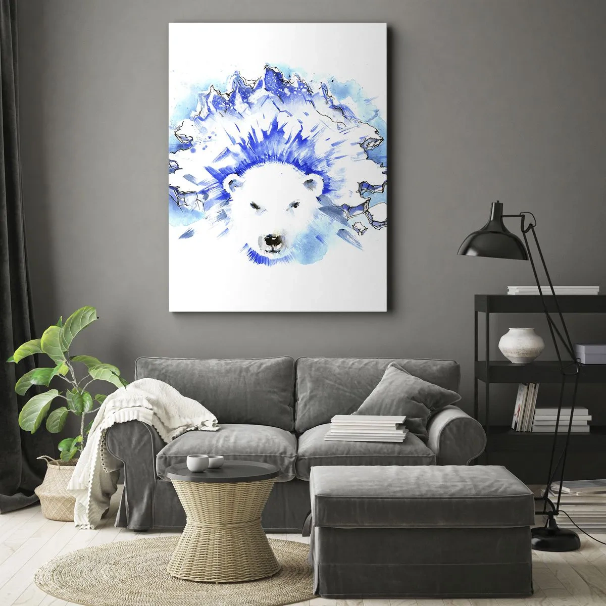 Quadro em tela - O Rei do Ártico em uma coroa de gelo - 50x70 cm