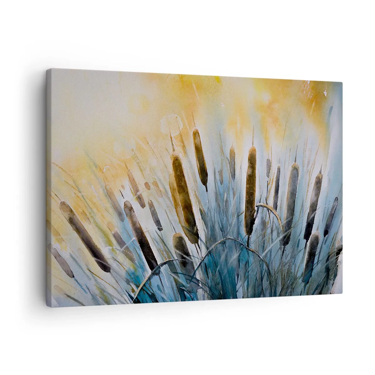 Quadro em tela - Juncos pitorescos sob os raios do sol - 70x50cm - O frio da água, o calor do sol - Decoração de parede moderna para a sala de estar e quarto ARTTOR