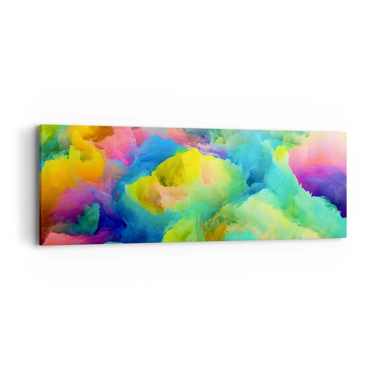 Quadro em tela - Penugem arco-íris - 90x30 cm