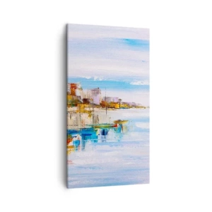 Quadro em tela - Um refúgio urbano multicolorido - 45x80 cm