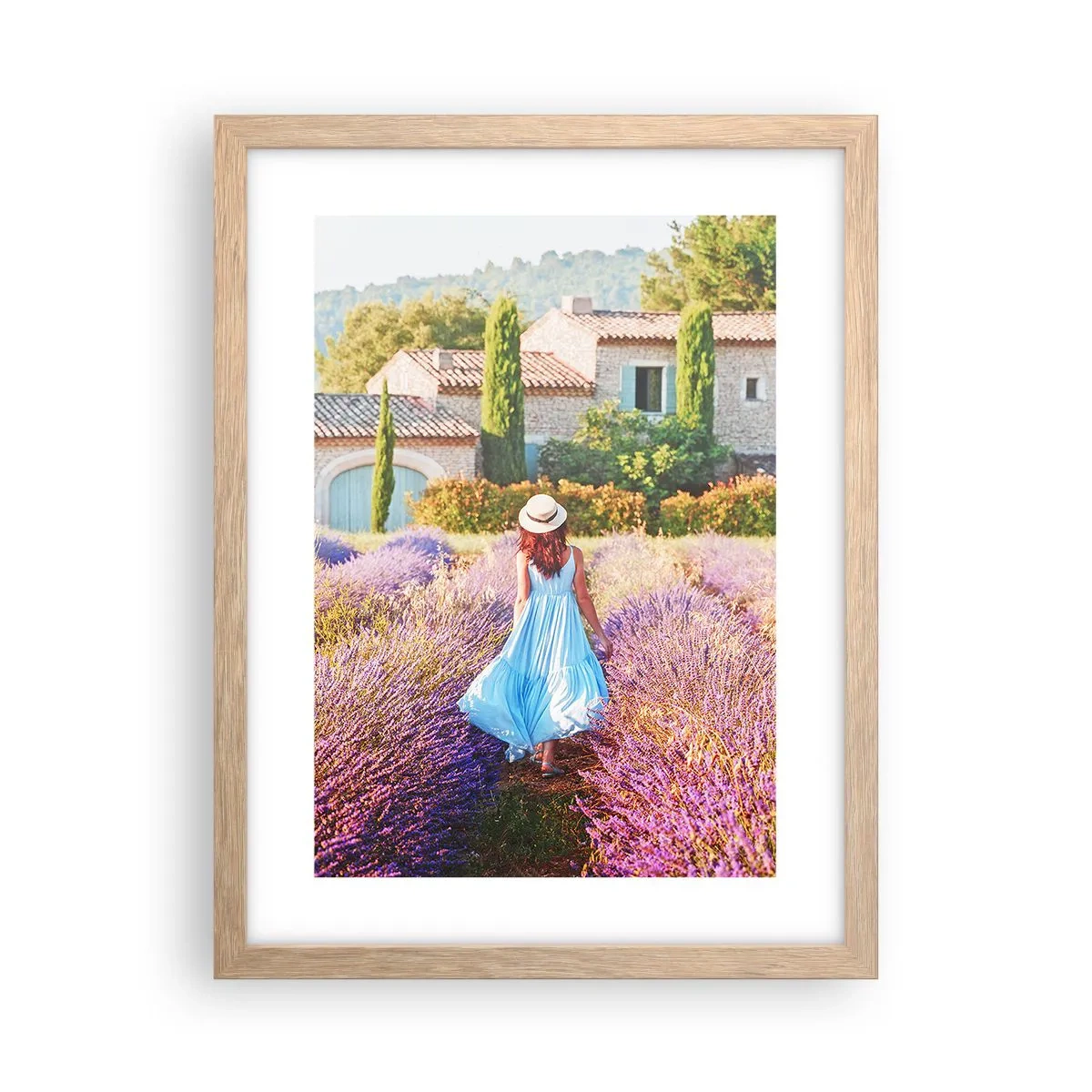 Pôster com moldura de carvalho claro - Menina Lavanda - 30x40 cm