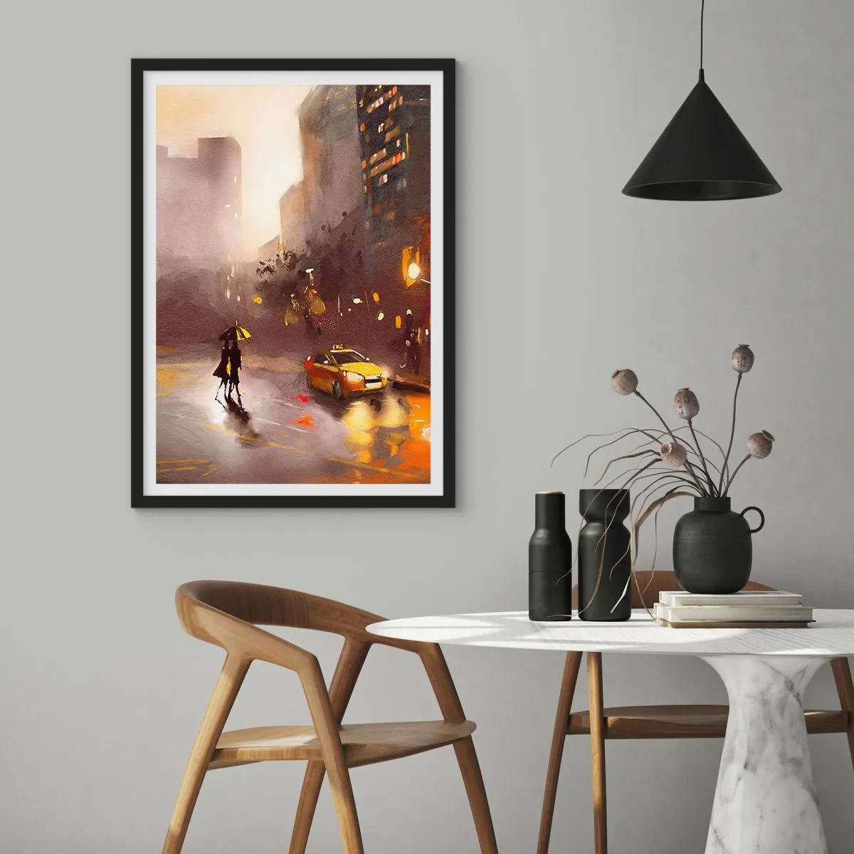 Pôster com moldura preta - Nas luzes de Nova Iorque - 40x50 cm
