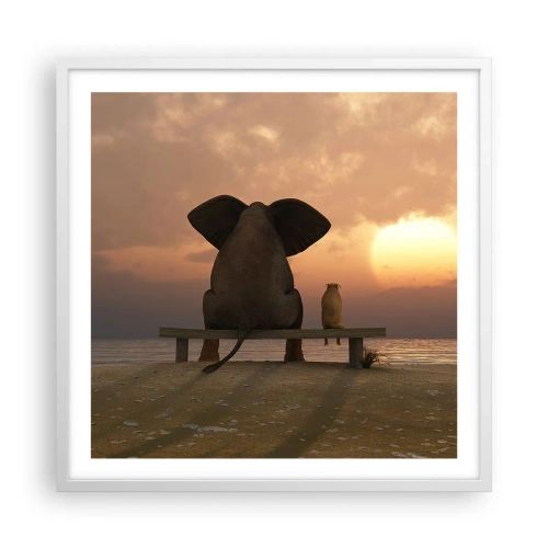 Pôster em moldura branca - Como é bom ficarmos em silêncio juntos - 60x60 cm