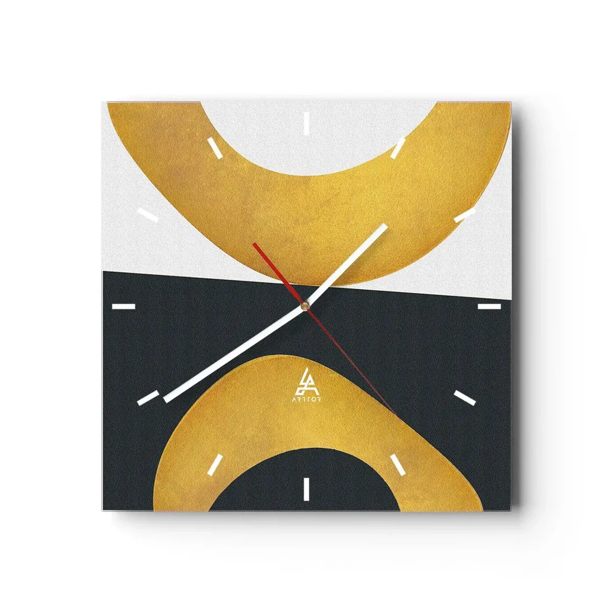 Relógio de parede - Relógio em vidro - Primeiro: ouro - 30x30 cm
