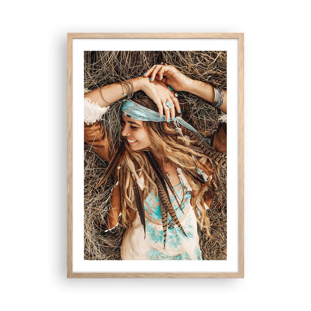 Pôster com moldura de carvalho claro - A caminho do verão do amor - 50x70 cm