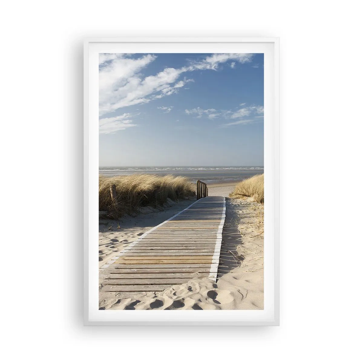 Pôster em moldura branca - Atrás da duna, ao som da relva - 61x91 cm