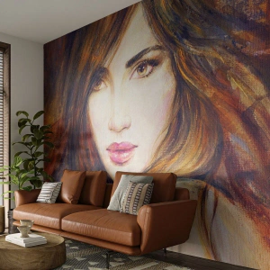 Papel de Parede Standard Eco - Retrato de uma mulher em estilo pictórico - 100x70cm - O que estás a pensar - Decoração de parede moderna para a sala de estar e quarto ARTTOR