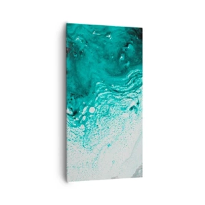 Quadro em tela - Derreter a branco e turquesa - 65x120 cm