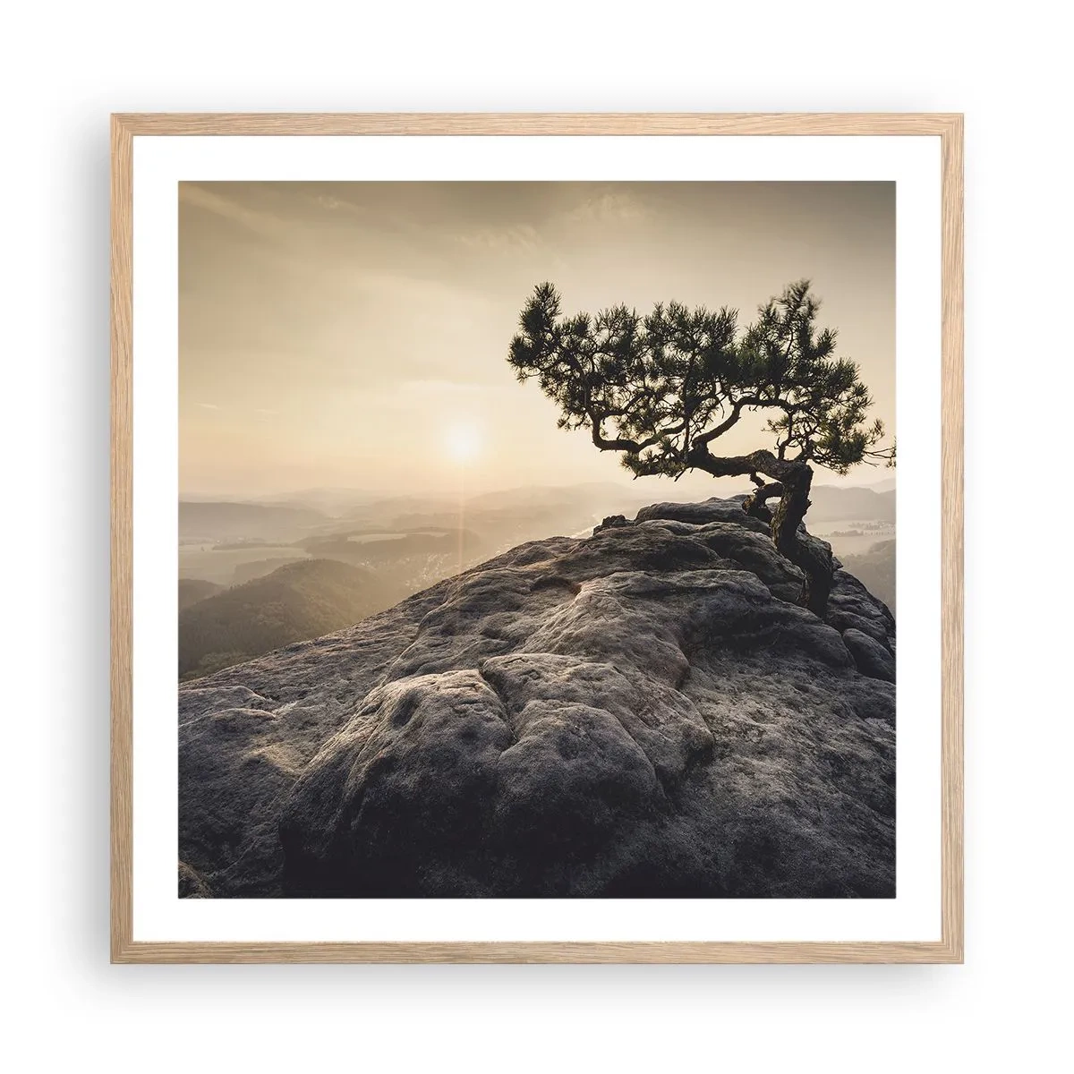 Pôster com moldura de carvalho claro - A vida ganha sempre - 60x60 cm