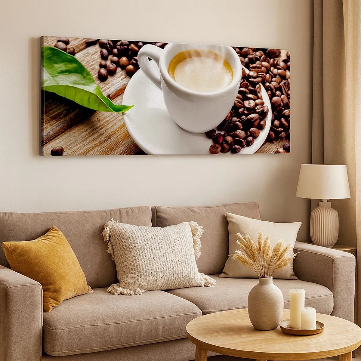 Quadro em tela - Pausa para um café - 100x40 cm