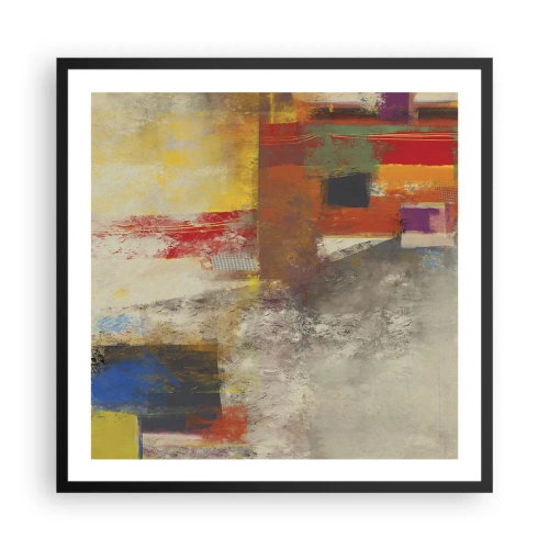 Pôster com moldura preta - Geometria das cores - 60x60 cm