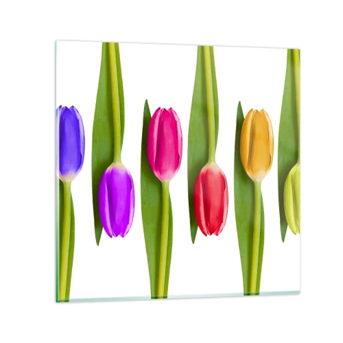 Quadro em vidro - Composição arco-íris - 70x70 cm