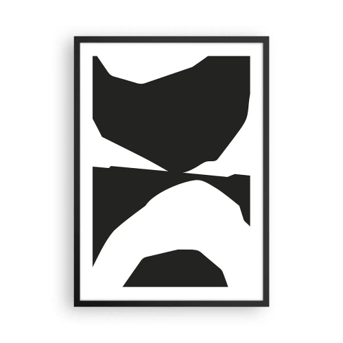 Pôster com moldura preta - Composição abstrata em preto e branco - 50x70cm - Positivo negativo - Decoração de parede moderna para a sala de estar e quarto ARTTOR