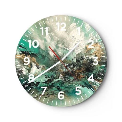 Relógio de parede - Relógio em vidro - Surf esmeralda e preto - 40x40 cm