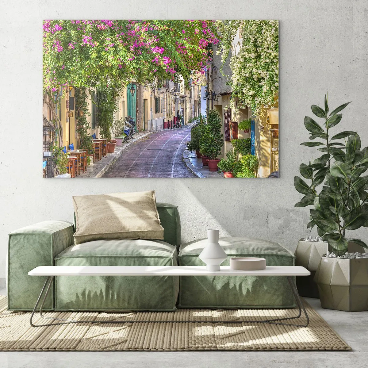 Quadro em vidro - Beco florido - 120x80 cm