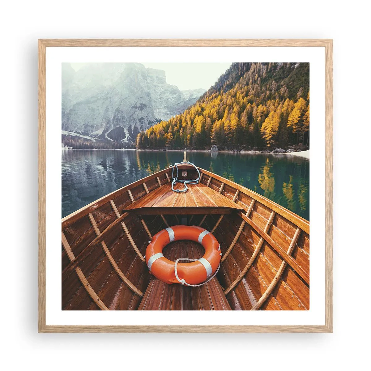 Pôster com moldura de carvalho claro - Excursão na montanha - 60x60 cm